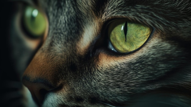 Un gros plan des yeux verts d'un chat