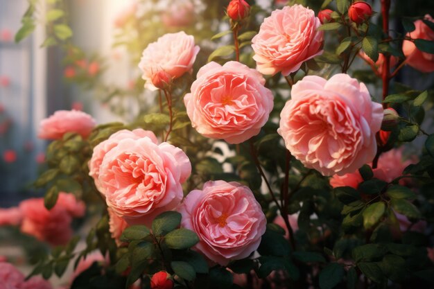 Des gros plans captivants révèlent la beauté de la mise au point sélective dans les roses de jardin AR 32