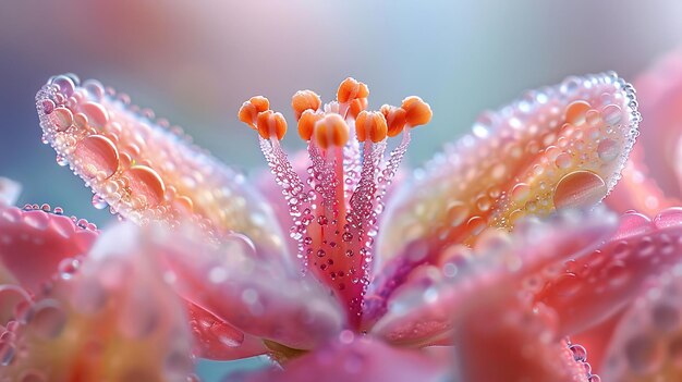 Les gros plans du pollen zooment sur les grains de pollen des fleurs montrant leur diversité générée par l'IA