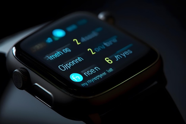 Gros plans du visage d'une smartwatch avec notifications de messagerie Generative Ai