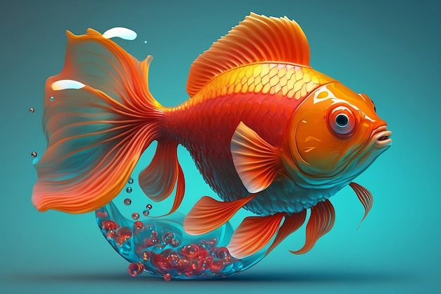 Gros poisson rouge réaliste 3D isolé sur fond propre AI générative