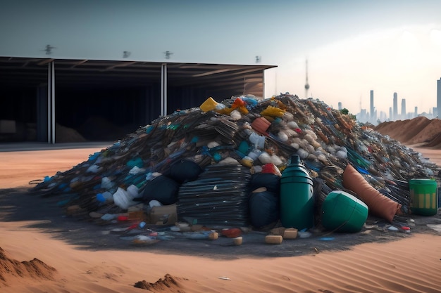 Gros tas de déchets sur le chantier de construction