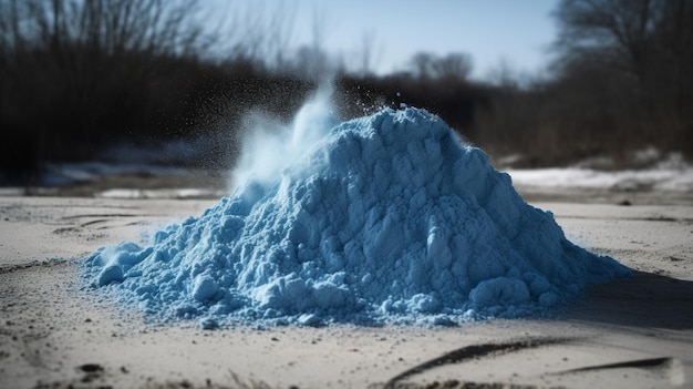 Un gros tas de glace est dans la neige.