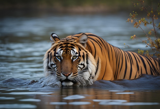 un gros tigre dans la rivière