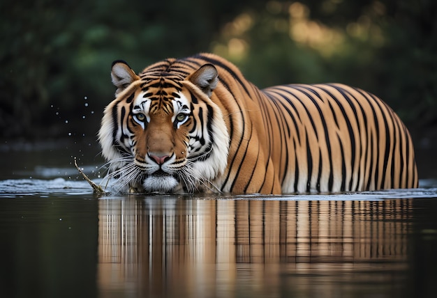 un gros tigre dans la rivière
