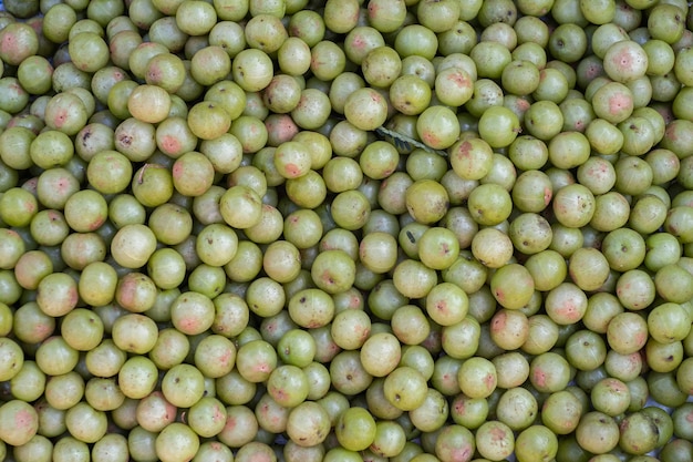 Groseille à maquereau indienne (Phyllanthus emblica), arbre Malacca ou fruit de l'amla. Fruits embliques à vendre sur le marché.