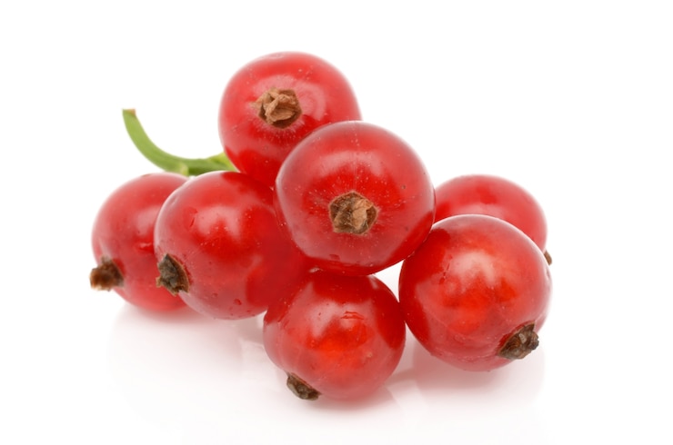 Photo groseille rouge sur une surface blanche