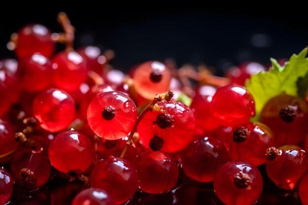 Groseilles rouges sur fond noir