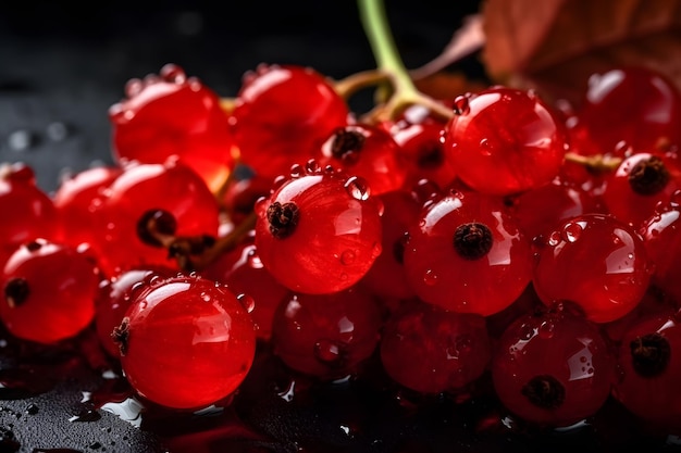 Groseilles rouges sur fond noir