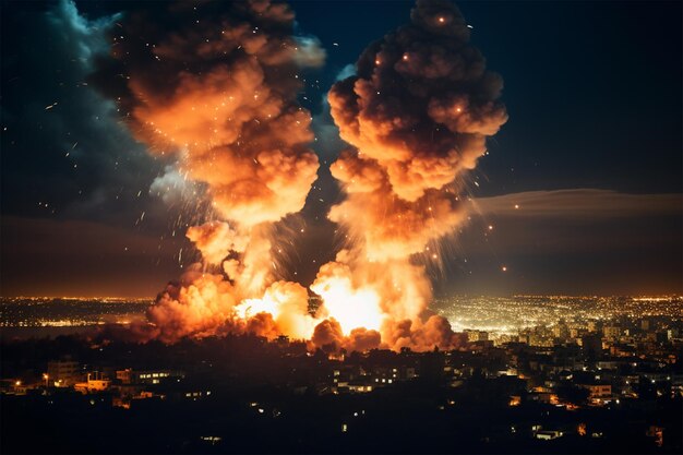 Grosse explosion sur le fond de la ville