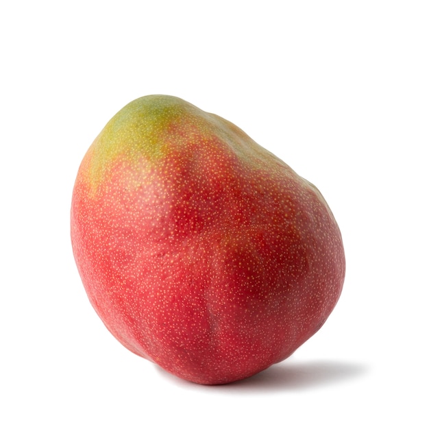 Grosse mangue rouge isolé sur un gros plan de fond blanc