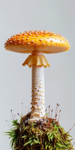 Photo une grosse photo d'un grand champignon orange et blanc