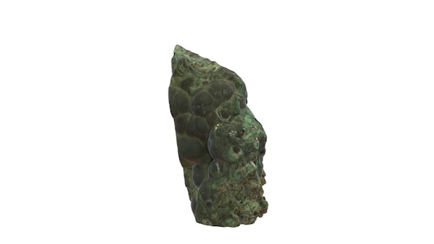Une grosse pierre verte avec une face en cuivre.