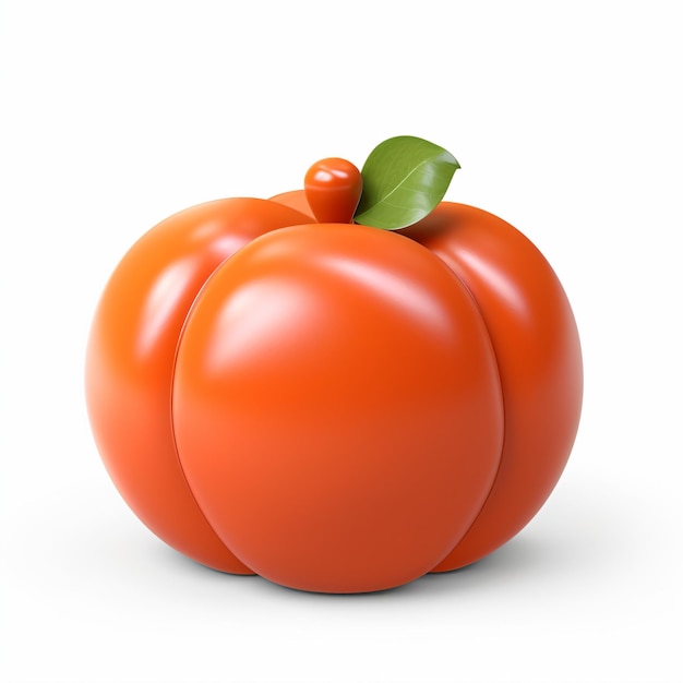 une grosse tomate avec une feuille dessus