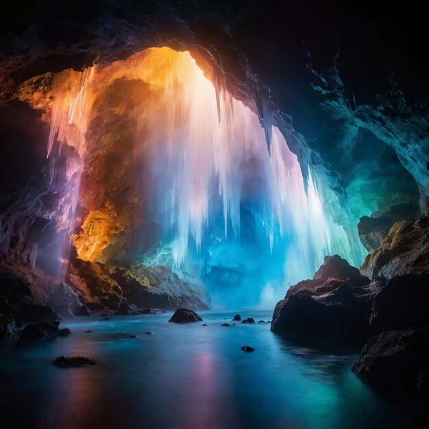 Photo une grotte colorée