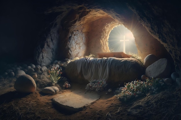 La grotte de la crucifixion de Jésus-Christ Generative AI