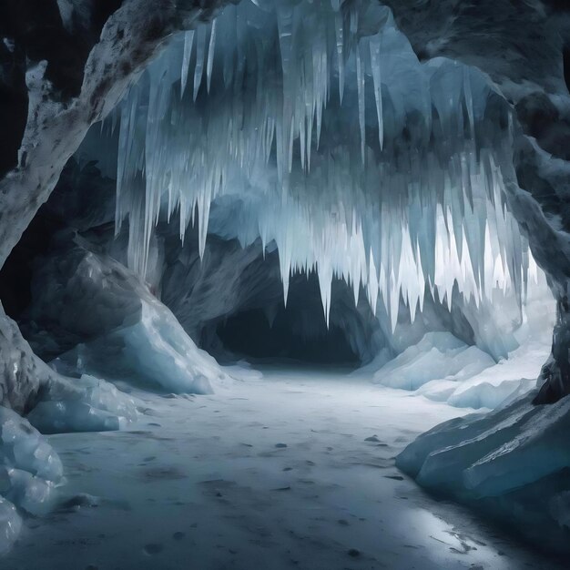 Grotte de glace de grands cristaux de glace un paysage fabuleux tout est couvert de glace glace stalacte