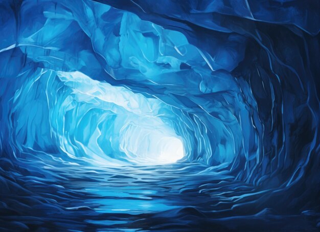 Photo la grotte de glace avec la lumière à la fin