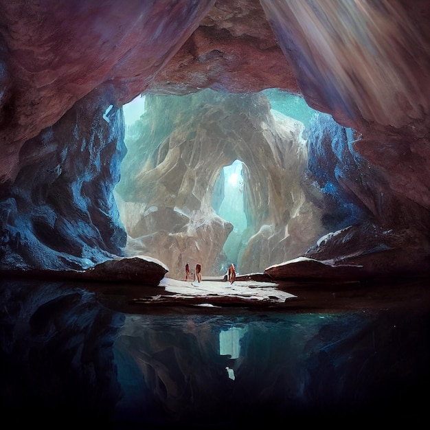 Une grotte avec une grotte qui contient une grotte