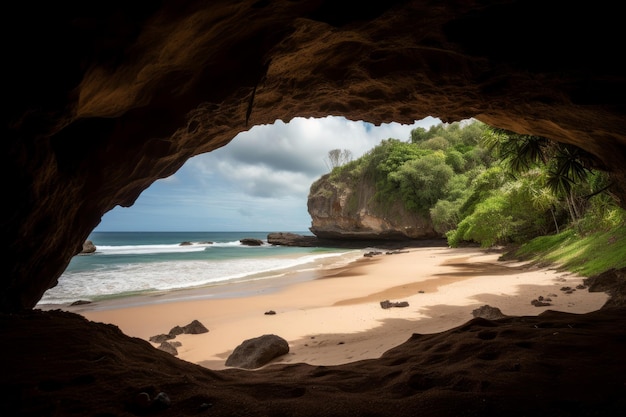 Photo grotte de plage tropicale générer ai