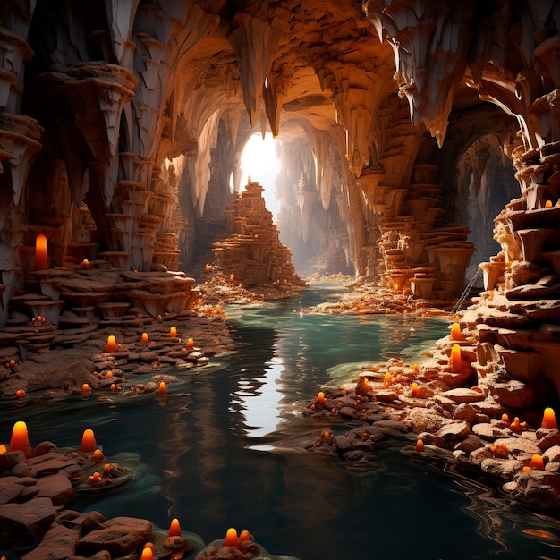 grotte souterraine dans le style des paysages