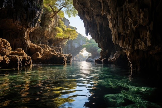 Grotte de Zeus Crète Crastite Stalagmites Autel ancien génératif IA