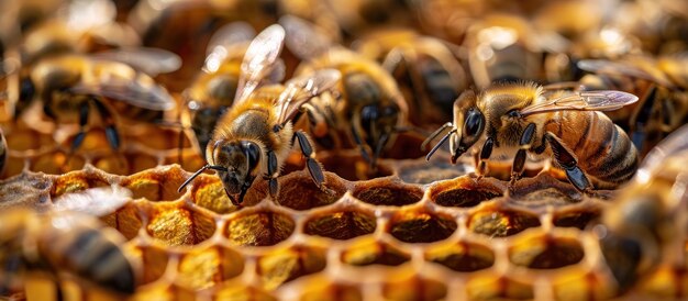 Un groupe d'abeilles dans une ruche