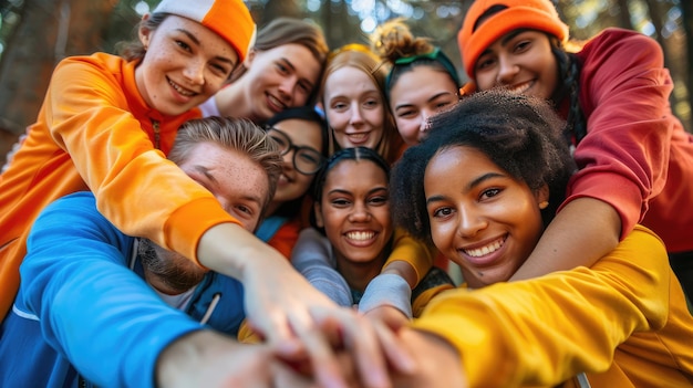 Un groupe d'adolescents organisant une collecte de fonds caritatifs pour les jeunes défavorisés à l'occasion de la Journée internationale de la jeunesse