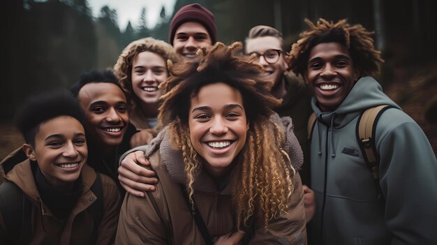 Photo un groupe d'adolescents souriants