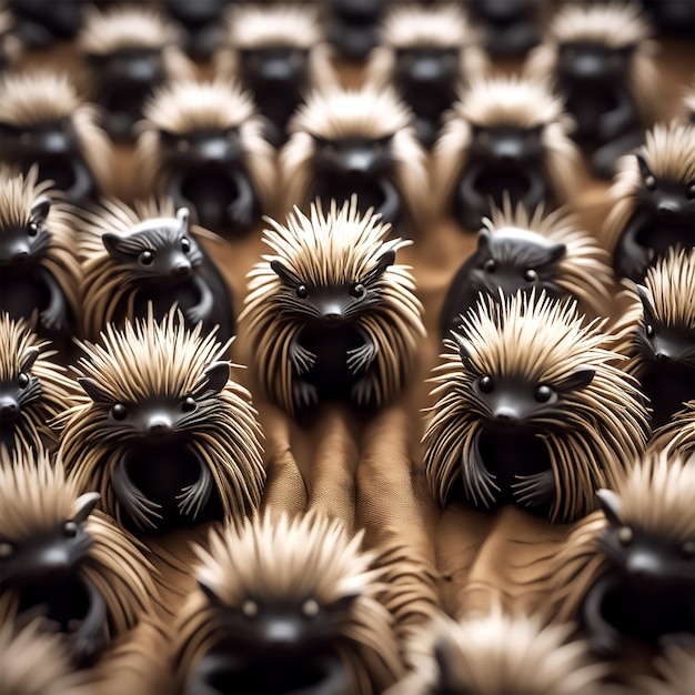 Un groupe d'adorables porcs-épics blottis ensemble dans un fort douillet