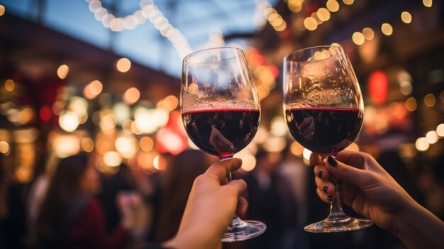 Photo un groupe d'amis buvant des verres de vin