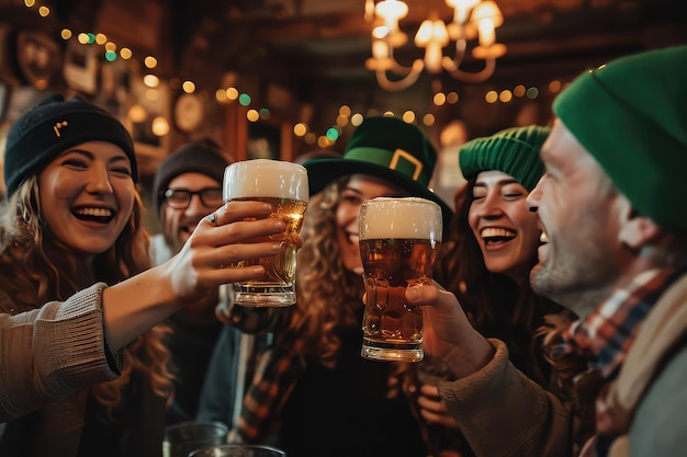 Un groupe d'amis célèbre la Saint-Patrick