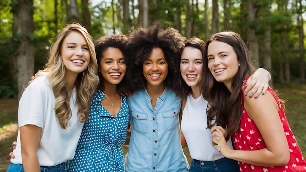 Un groupe d'amis heureux.