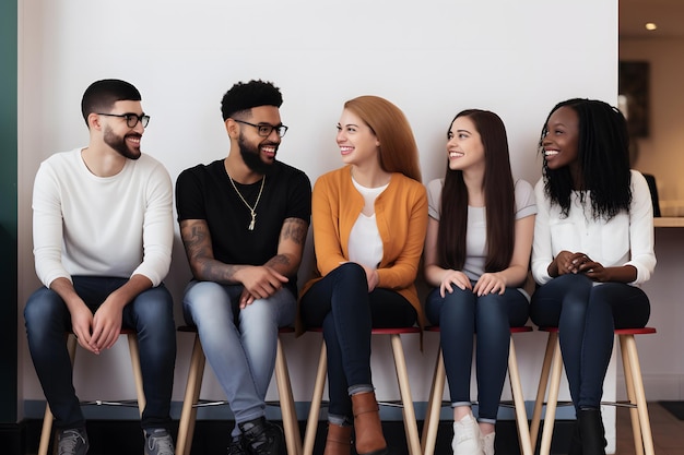 Un groupe d'amis jeunes et divers éprouvant un sentiment d'appartenance, d'inclusion et de connexion