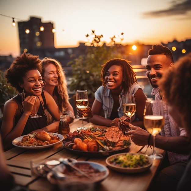 Un groupe d'amis multiethniques souriants