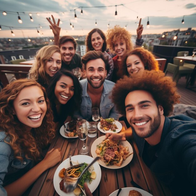 Un groupe d'amis multiethniques souriants