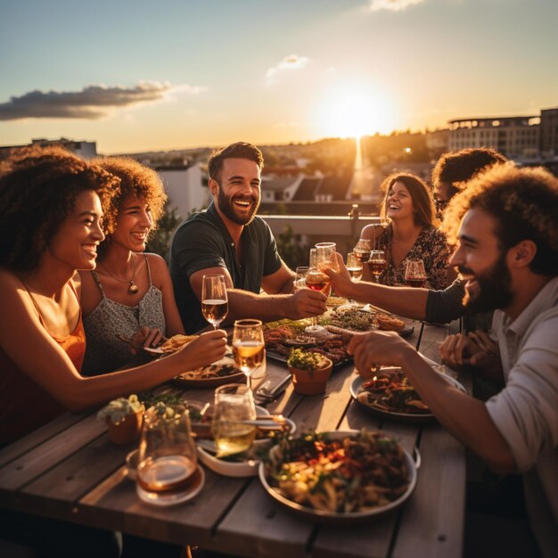 Un groupe d'amis multiethniques souriants