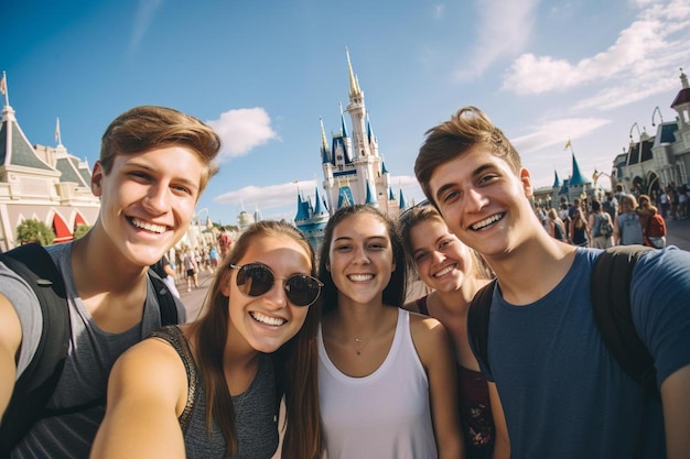 un groupe d'amis pose pour une photo.