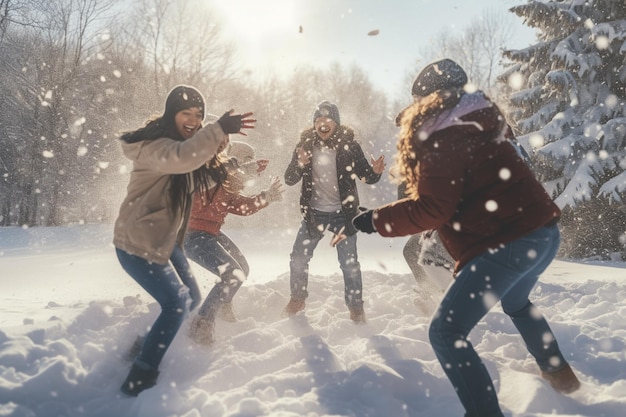 Groupe d'amis profitant de diverses activités