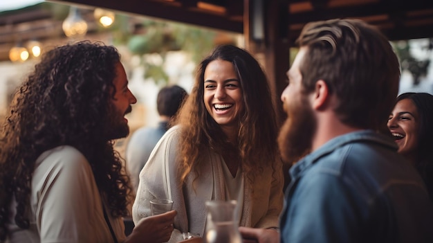 Un groupe d'amis s'engage dans une discussion sincère après un événement communautaire