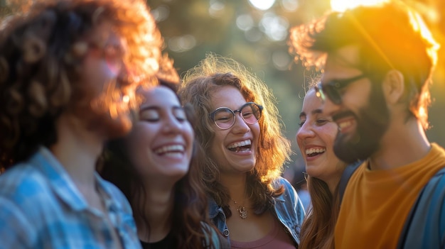 Un groupe d'amis se liant et s'amusant à l'extérieur