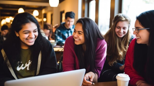 Un groupe d'amis d'université qui étudient ensemble.