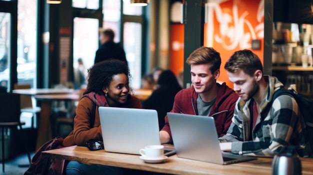 Un groupe d'amis d'université qui étudient ensemble.