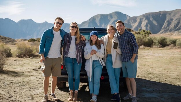 Photo un groupe d'amis en voyage.