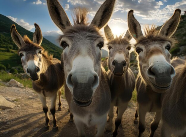 Un groupe d'ânes