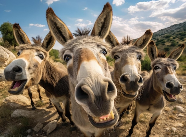 Un groupe d'ânes