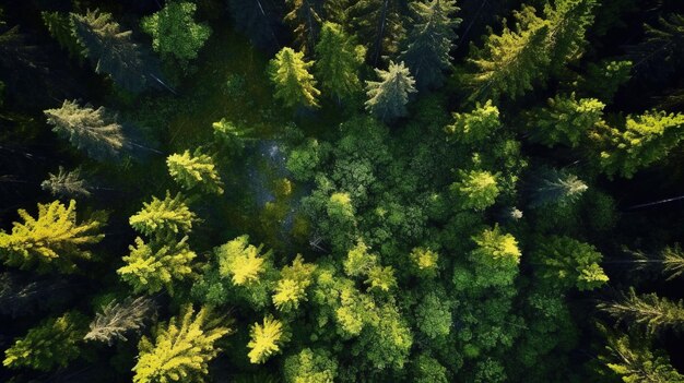 Un groupe d'arbres dans une forêt Generative AI Art