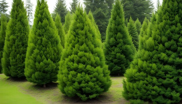 un groupe d'arbres avec un fond vert et une image d'une forêt