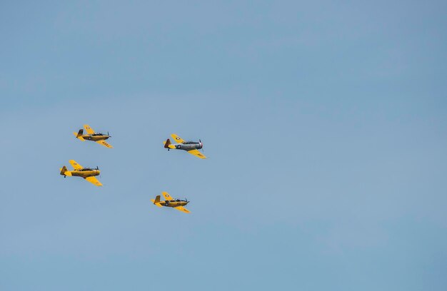 Photo un groupe d'avions vole en formation dans le ciel.