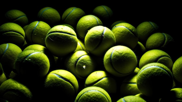 Un groupe de balles de tennis